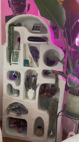 Replying to @lillianabarrios ask and you shall recieve:) comment any q... | plaster shelf | TikTok Paper Mache Shelf, Diy Cardboard Shelf, Plaster Shelf, Apartment Crafts, Plaster Decor, Apartment Things, Diy Plaster, Diy Leather Bracelet, Building Process