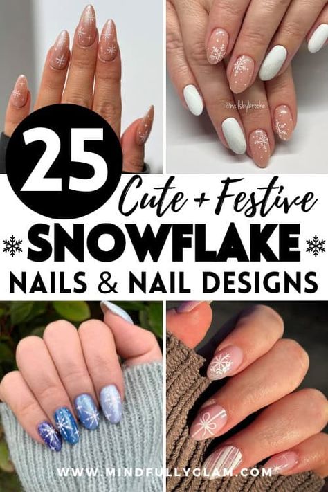 25+ Icy & Chic Snowflake Nails That Are Perfect for the Holidays White Christmas Nails Short, Red Christmas Nails Simple, The Grinch Nails, Christmas Nail Ideas Red, Nail Designs Silver, Snowman Nail Designs, Holiday Nail Designs Winter, Nail Art White Nails, Christmas Nails Classy