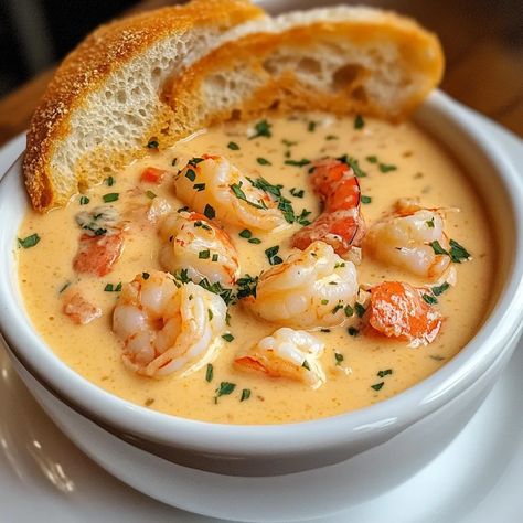 Creamy Crab and Shrimp Seafood Bisque Recipe Shrimp And Lobster Chowder, Crab And Shrimp Seafood Bisque, Lobster Chowder, Seafood Bisque Recipe, Creamy Seafood, Crab And Shrimp, Seafood Bisque, Creamy Crab, Bisque Recipe