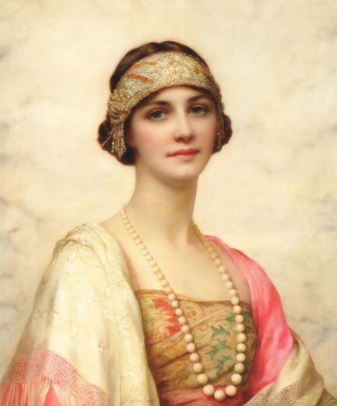 An Elegant Beauty by William Clarke Wontner (English, 1857-1930) Lawrence Alma Tadema, John William Godward, Famous Portraits, History Painting, Elegant Beauty, English Artists, Painted Ladies, Women In Art, Pre Raphaelite