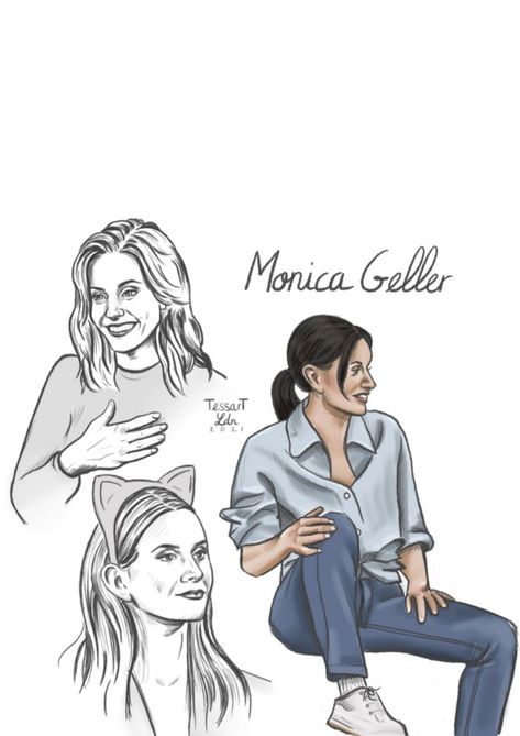 #MonicaGeller from #Friends Monica Geller Drawing, Friends Drawing, People Drawing, Crazy Ex Girlfriends, Crazy Ex, Monica Geller, Drawings Of Friends, Brooklyn Nine Nine, Comedy Tv