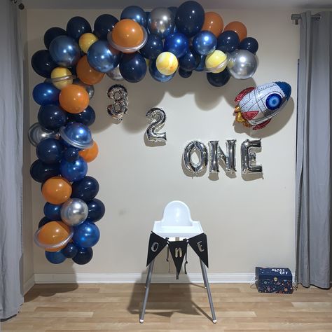 Twin Space Birthday, Space Theam Birthday Party Decorations, Outer Space 2nd Birthday Party, Astronauts Birthday Party Ideas, Space Theme 1st Birthday Cake, 1st Birthday Outer Space Theme, First Blast Off Birthday, Space Theme 2nd Birthday Party, 1st Birthday Astronaut Theme