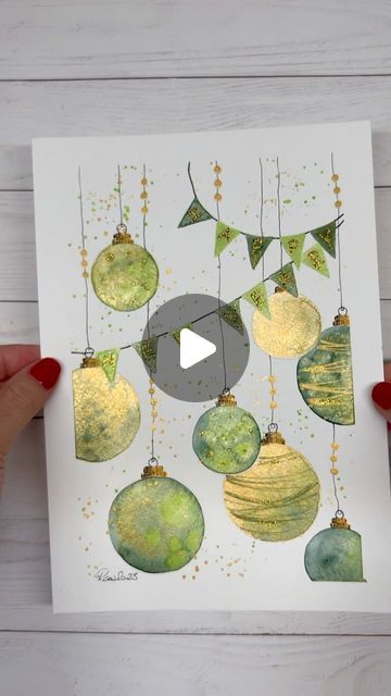 RANA on Instagram: "New Year’s welcome card for you by @rana18art ⭐️ This time with green and golden colours 💚💛 I hope you like it and maybe it will be an inspiration for you to create a New Year greeting card 🥰 Have a beautiful Friday ⭐️ #watercolor #watercolour #aquarell #watercolorchristmas #christmastime #aquarelle #christmasbaubles #weihnachtskugeln #weihnachtskarten #christmascard #reels #reeloftheday #watercolorcards #reelsinstagram #glitter #newyear #gold #weihnachtsdeko #watercolorillustration #christmasgreetings #2024 #reelitfeelit #silvester #reelinstagram #christmasdecorations #winterdecoration #glitzer #newyearseve #rana18art #watercolorchristmas" Watercolor New Year Card, Watercolor Christmas Cards Diy, Welcome Card, Christmas Preparation, New Year Greeting Cards, Christmas Card Art, Diy Watercolor Painting, Watercolor Christmas Cards, Diy Watercolor