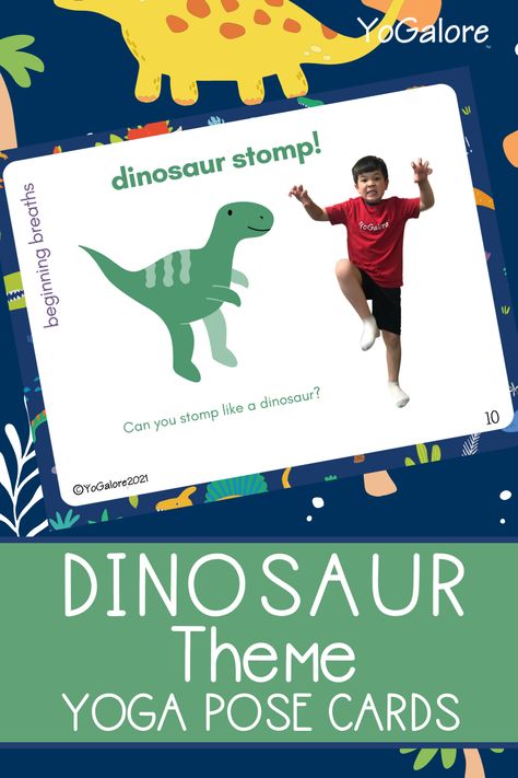 Dinosaur Yoga For Kids, Dinosaur Movement Cards, Dinosaur Movement Activities, Dinosaur Yoga, Dinosaur Puppet, Dinosaur Movie, Dinosaur Facts, Dinosaur Games, Yoga Cards