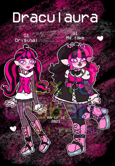 Monster High Characters Draculaura, Draculaura Redesign, Monster High Restyle G3, Monster High Redesign, Monster High Draculaura Redesign, Custom Draculaura, Monster High Cupid Redesign, Draculaura Aesthetic, High Pics