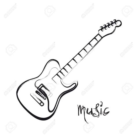 Fender Guitar Tattoo Ideas, Musical Memorial Tattoos, Electric Guitar Tattoo, Electric Guitar Illustration, Guitar Tattoo Design, Guitar Illustration, Red Electric Guitar, Guitar Drawing, Instruments Art