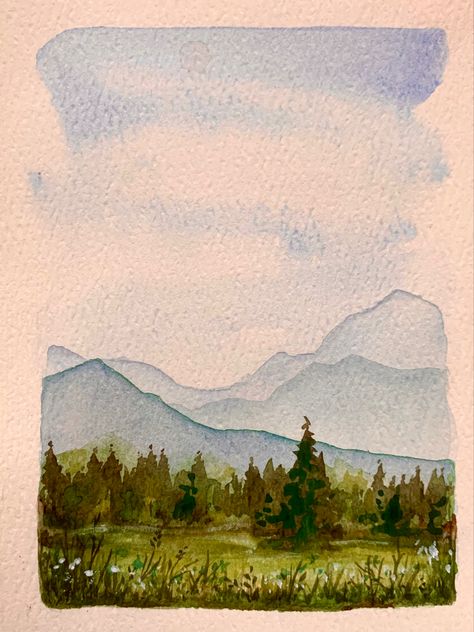 Tiny landscape serries Tiny Landscape, Watercolour Landscape, Watercolor Whale, Watercolor Brushes, Art Watercolor, Watercolor Landscape, Watercolor Painting, Fun Crafts, Watercolor Art