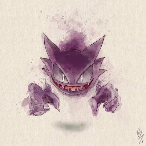 Haunter Pokemon Drawing, Gangart Pokemon Tattoo, Haunter Pokemon Art, Gengar Pokemon Art, Haunter Tattoo, Gengar Art, Sprite Character, Gengar Tattoo, Gastly Pokemon