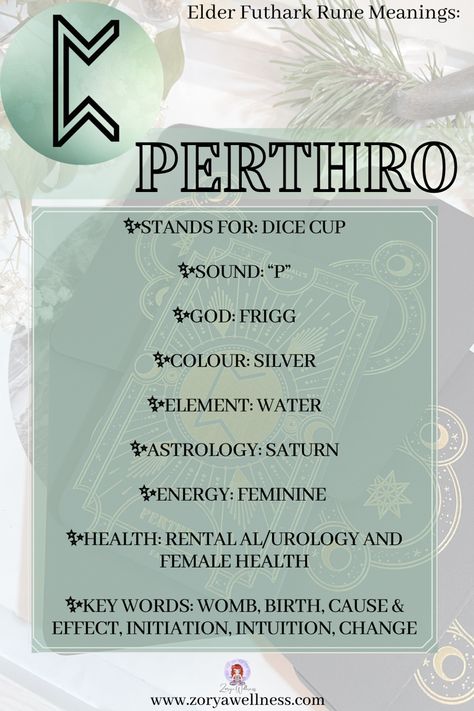 Perthro Elder Futhark Rune Meaning Perthro Rune Meaning, Casting Runes, Perthro Rune, Runic Formulas, Norse Runes Meanings, Eihwaz Rune, Wicca Runes, Germanic Runes, Witch Info