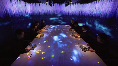 Digital Installation Transforms Restaurant into Immersive Dining Experience High End Restaurant, Tokyo Restaurant, Art Restaurant, Restaurant Ideas, Interactive Media, Luxury Restaurant, Event Stand, Wedding Map, Projection Mapping