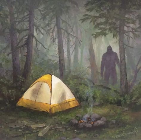 Bigfoot Drawing, Bigfoot Pictures, Bigfoot Art, Wild Man, A Night At The Opera, Bigfoot Sasquatch, Night Forest, Aliens And Ufos, All Alone