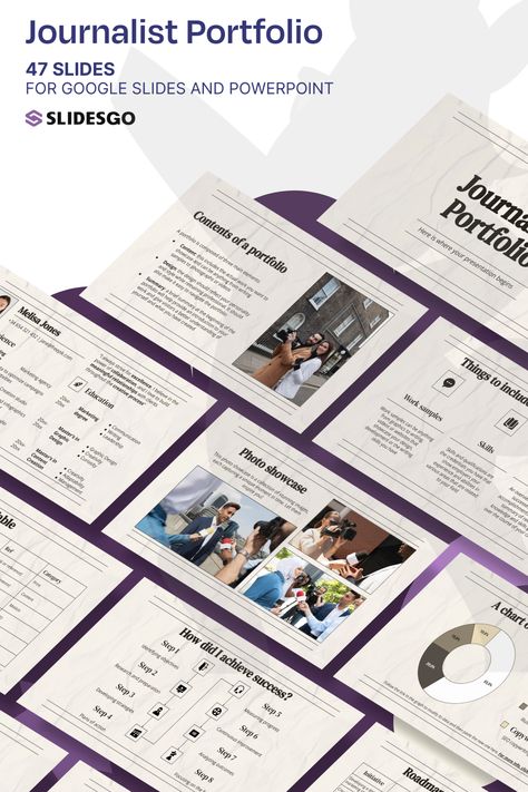 Journalist Portfolio I Google Slides & PowerPoint Presentation Template Journalist Portfolio, Writing Development, Minimalist Background, Newspaper Paper, Presentation Maker, Teacher Toolkit, Powerpoint Tutorial, Icebreaker Activities, Portfolio Presentation