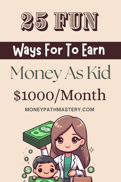 Looking for ways for kids to earn some extra cash? Here are 25 fun, safe, and creative ideas to make money as kid! From crafting to helping neighbors, these kid-friendly money-making ideas encourage responsibility and creativity. Explore the list and help them start their first money-making adventure! How To Make More Money At Home, Business For Kids To Start, Ways To Get Money As A Kid, How To Make Money From Home For Kids, Ways To Earn Money As A Kid, Weird Ways To Make Money, How To Earn Money As A Kid, How To Make Money As A Kid 9-12, How To Make Money For Kids