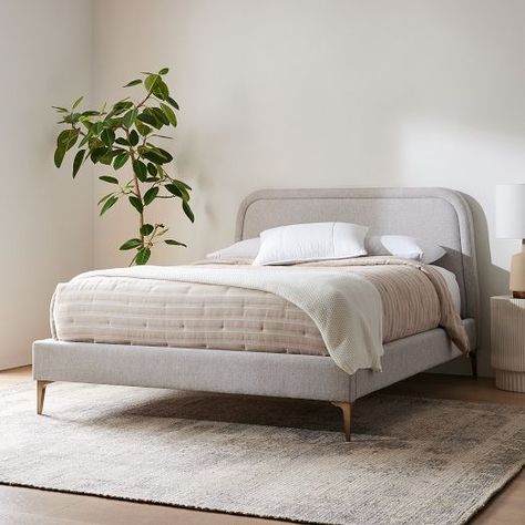 Upholstered Beds | West Elm Low Profile Upholstered Bed, Low Headboard Bed, Modern Upholstered Beds, West Elm Bedding, Bed Comforter, Low Profile Bed, Diamond Tufting, Bed Full, Bed Twin