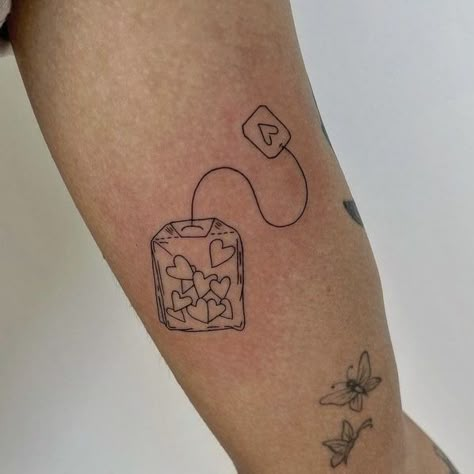 Tea Bag Tattoo, Aesthetic Tattoo Ideas, Tea Tattoo, Tato Flash, 20 Aesthetic, Petit Tattoo, Funky Tattoos, Soya Mumu, Tattoo Board