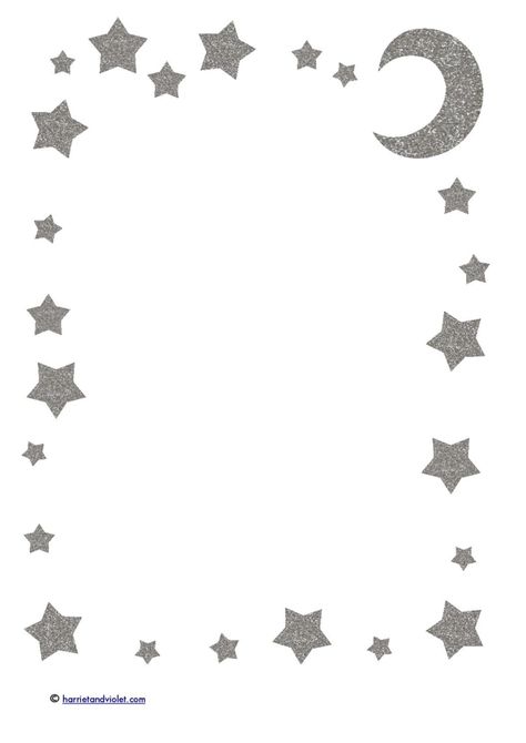 Star + moon glitter border paper    1 PDF of glitter star and moon paper.    Printable learning resources for the classroom and home. Great for Early Years settings (Nursery + Reception) and Primary Schools.    Star + moon glitter A4 portrait border paper - Free Teaching Resources - Print Play Learn Star And Moon Background, Moon And Stars Art For Kids Free Printable, Star Borders, Moon And Star Border Design, Border Paper Printable, Moon Sky Lined Stationary Paper, Teacher Wallpaper, Wallpaper Moon, Star Overlays