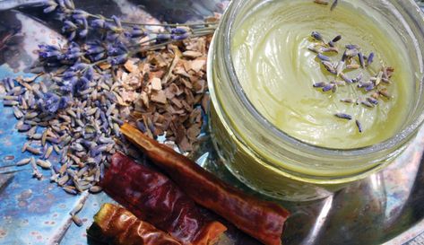 Whether you're at home or on the go, this simple herbal salve will bring topical relief with just three ingredients—lavender, white willow bark and cayenne pepper! 📸 Heather Cohen ✍️ Bevin Cohen Willow Bark Salve, Healing Salve Recipe, White Willow Bark, Diy Herbal Remedies, Salve Recipes, Magickal Herbs, Herbal Salves, Healing Salves, White Willow