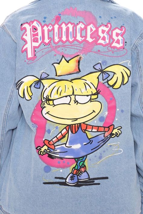 Jacket Inspiration, Pocket Princess, Mommy Daughter Outfits, Painted Clothes Diy, Anime Zodiac, Light Wash Denim Jacket, Coats Fashion, Painted Jeans, Favorite Cartoon Character