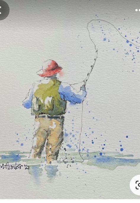 Epq Ideas, Watercolour Figures, Abstract Watercolor Tutorial, Watercolor Fishing, Nautical Painting, Waterfall Paintings, Art Studio Room, Sketches Of People, Watercolor Fish