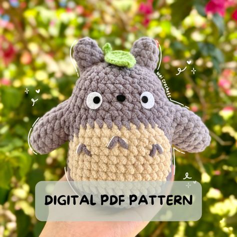 Totoro Crochet Pattern Free, My Neighbor Totoro Crochet, Totoro Crochet Pattern, Cute Cat Crochet, Crochet Nerd, Totoro Crochet, Totoro Amigurumi, Totoro Pattern, Crochet Totoro