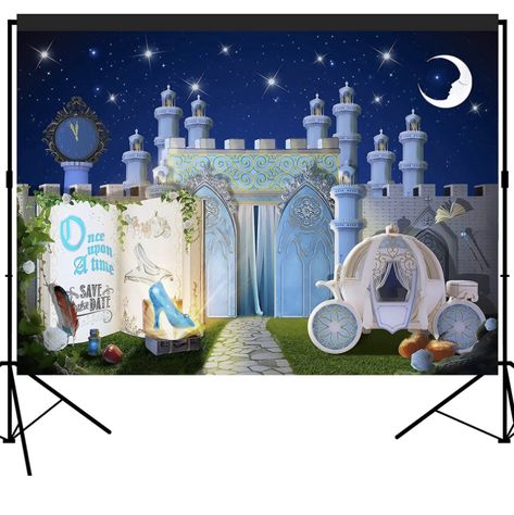 Cinderella Banner, Background Photobooth, Fairytale Storybook, Book Backdrop, Table Photography, Castle Backdrop, Cinderella Blue, Dreamy Night, Scene Setters