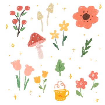 Doodle Ideas Flowers, Spring Doodle Art, Flower Garden Doodle, Garden Doodles Easy, Plant Drawing Doodles, Cute Garden Drawing, Spring Doodles Simple, Cute Flowers Doodle, Cute Plants Drawing