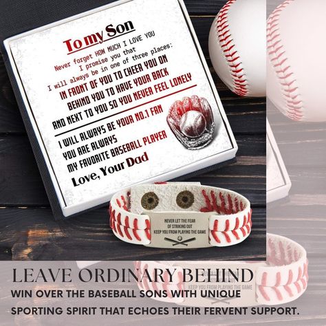 ⚾ Leave ordinary behind and celebrate your Baseball Son in style! 🎉 Win over their heart with our personalized Baseball Bracelet - a unique sporting spirit that echoes their fervent support. 💙 Let your gift speak volumes about your love and admiration for your son's passion for baseball. 🌹Follow @wrapsify for more #BaseballGift #BaseballSon #BaseballBracelet #PersonalizedGift #BaseballLove #BaseballLife #BaseballPassion #BaseballDad #BaseballFamily #GiftsForHim #BirthdayGift #Christma... Baseball Bracelet, Gifts For Baseball Lovers, Led Light Box, Personalized Baseballs, To My Son, Baseball Gifts, Always Remember You, Discover Card, Baseball Mom