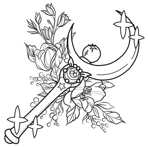 Fate Tattoo, Moon Prism Power, Sailor Moon Wands, Wand Tattoo, Line Tattoo Ideas, Sailor Moon Tattoo, Kawaii Tattoo, Flash Tattoo Designs, Sailor Moon Aesthetic