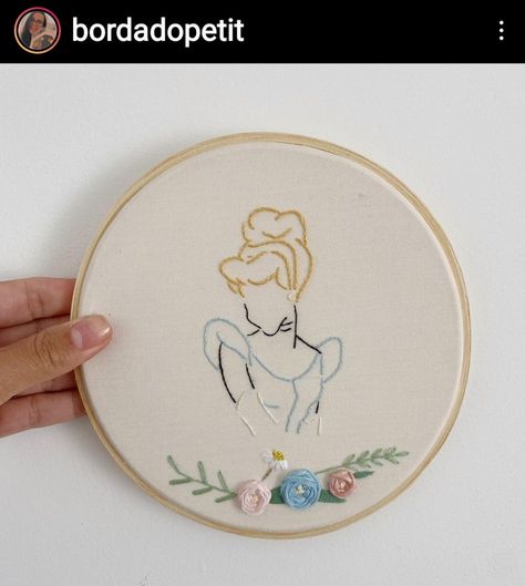 Up Movie Embroidery, Disney Embroidery Designs Hand, Disney Princess Embroidery, Hand Embroidery Disney, Disney Hand Embroidery Diy, Embroidery For Friends, Bridgerton Embroidery, Disney Embroidery Patterns, Cinderella Embroidery