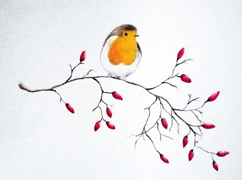 Robin Bird Tattoos, Robin Drawing, Watercolor Christmas Cards Diy, Christmas Card Art, Red Robin, Watercolor Christmas Cards, Pola Sulam, Watercolor Inspiration, Watercolor Bird