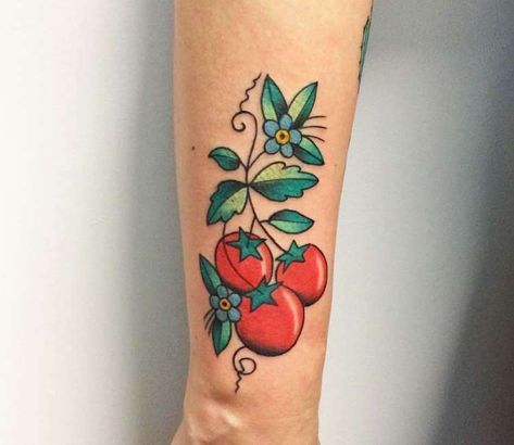 Tattoo photo - Tomatoes tattoo by Kowolik Grzegorz Tomato Tattoo, Mo Ganji, Food Tattoos, 100 Tattoo, Warrior Tattoos, Harry Potter Tattoos, Gorgeous Tattoos, Human Canvas, World Tattoo