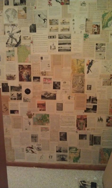 Book Pages Aesthetic Wall, Book Page Collage Wall, Wall Decor With Book Pages, Pages Of Books On Wall, Book Page Ceiling, Book Wall Aesthetic, Pages Wallpaper, Book Wall Bedroom, Room Decor Book Pages