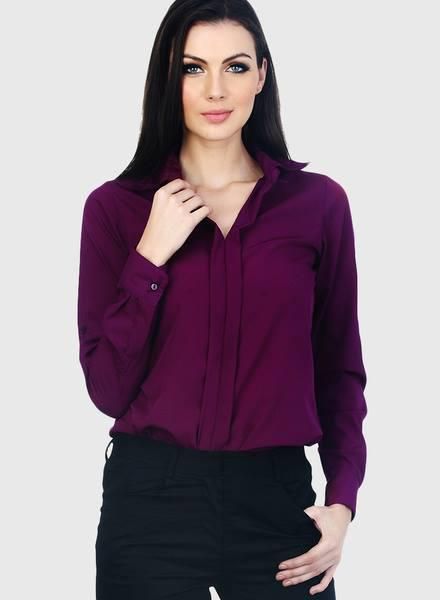 Office Outfits Women, Purple Shirt, Trendy Shirts, Online Fashion Stores, Office Outfits, Plus Size Shirts, Office Wear, Black Pumps, Full Sleeve