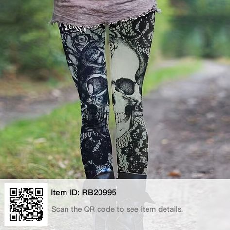 Gothic Leggings, Seluar Ketat, Skull Leggings, Knit Tights, Womens Thermal, Leggings For Women, Best Leggings, Leggings Casual, Black White Fashion