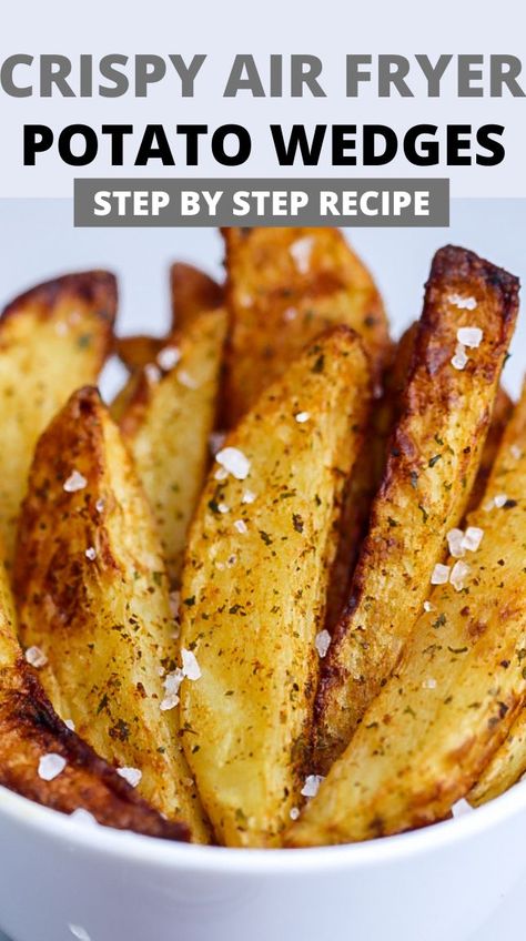 Air Fryer Potato Wedges, Air Fryer Potato, Air Fry Potatoes, Potato Wedges Recipe, Wedges Recipe, Air Fryer Cooking Times, Air Fried Food, Air Fryer Oven Recipes, Air Fry Recipes