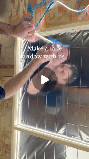 Faux Window Above Door, Fake Windows Basement Diy, Window Blocking Ideas, Fake Window Light Basements, Faux Lighted Window, Fake Window Basement, Faux Window Photography Studio, Decorating Between Two Windows, How To Make A Fake Window On A Wall