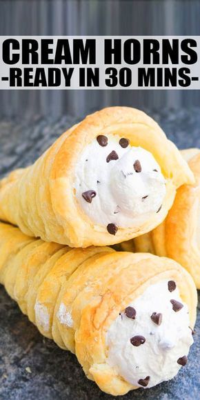 Puff Pastry Cream, Cream Horn, Puff Pastry Cream Puffs, Cannoli Filling, Pepperidge Farm Puff Pastry, Tasty Pastry, Cream Horns, Cream Puff Recipe, Dessert Parfait