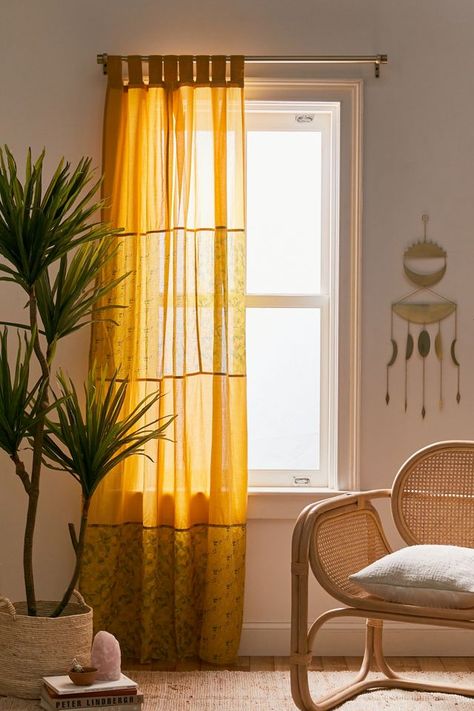 Bamboo Beaded Curtains, Yellow Curtains, Deadstock Fabric, Eclipse 2024, Beaded Curtains, Urban Renewal, Ambient Light, Window Panels, Apartment Room