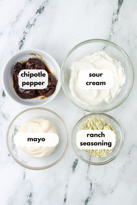 This Homemade Chipotle Ranch Dressing is an easy 5-minute 4-ingredient recipe that will add a kick of flavor to any meal. Don't just limit this creamy diy sauce to salads. This southwest ranch dressing is great on everything: pizza, chicken strips, and fries. Homemade Chipotle Ranch, Chipotle Ranch Dressing Recipe, Southwest Ranch Dressing, Avocado Cilantro Lime Dressing, Avocado Dipping Sauce, Spicy Ranch Dressing, Southwest Ranch, Chipotle Ranch Dressing, Homemade Chipotle