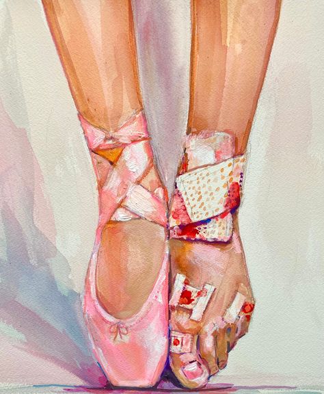 8”x10” hand signed artist print. A portion of the proceeds go to my local food bank. This print will ship in 1 week as I have to work with the print shop to make sure it’s perfect. 61 Ballet Shoes Illustration, Ballet Art Painting, Ballet Shoes Painting, Workout Painting, Ballet Shoes Art, Ballet Tips, Imvu Pfp, Pink Canvas Art, Ballet Painting