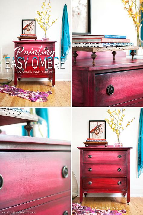 Boho Style Ombre Easy Painting - Salvaged Inspirations Ombre Paint, Salvaged Inspirations, Paint Effects, Funky Furniture, Refurbished Furniture, Paint Furniture, Paint Ideas, Flipping Furniture, Redo Furniture