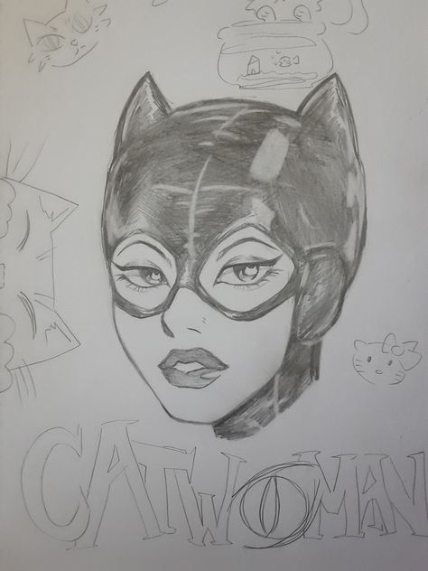 Drew this in honour of the new batman movie (I'd meow for her) Batman And Catwoman Drawing, Catwoman Drawing, The New Batman, Cat Women, Indie Drawings, Woman Sketch, Batman And Catwoman, Drawing Book, Batman Movie