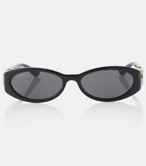 Interlocking G oval sunglasses in black - Gucci | Mytheresa Gucci Horsebit, Lens Filters, Oval Sunglasses, Gucci Sunglasses, Gucci Accessories, Small Shoulder Bag, Color Names, Fashion Sunglasses, Jewelry Sales