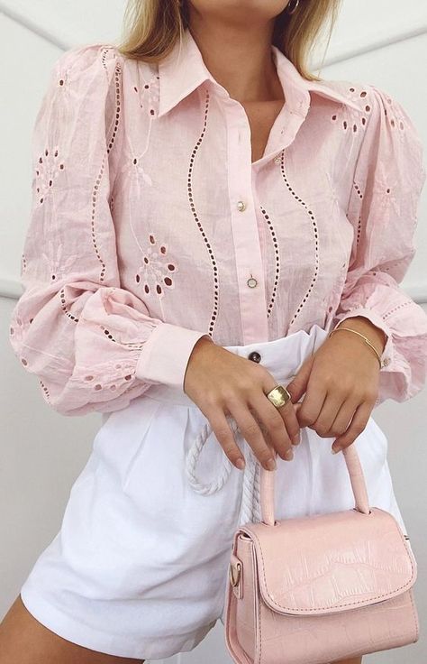 Black Blouse Outfit, Anglaise Top, Fall 2023 Fashion, Light Pink Top, Beige Blouse, Top With Long Sleeves, Seven Wonders, Online Fashion Boutique, Puff Sleeve Blouse