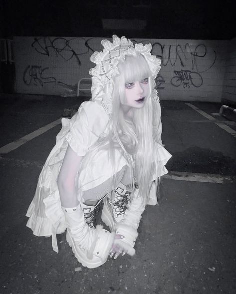 Lolita creepy cute japanese anime vkei doll dollette hime harajuku White Hair, A Woman, Ghost, Tags, Hair, White