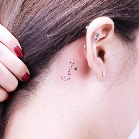 Deaf Tattoo, Back Ear Tattoo, Xo Tattoo, Scorpio Constellation Tattoos, Behind Ear Tattoos, Small Dragon Tattoos, Scorpio Tattoo, Dot Tattoos, Omerta Tattoo