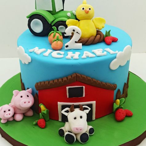 Joshua Birthday, Farm Cakes, Farm Cake, Farm Birthday, Boy Birthday Cake, 2nd Birthday, Boy Birthday, Fondant, 1st Birthday