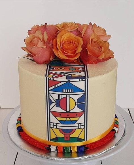 Ndebele Cake Design, Lobola Cake Ideas Zimbabwe, Lobola Cake Ideas, African Cake Design, Lobola Cakes, Ndebele Traditional Attire, Africa Cake, African Wedding Cakes, African Cake