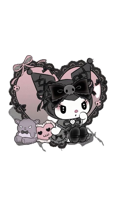 Pastel Kuromi, Kuromi Stuff, Hello Kitty Halloween Wallpaper, Phone Wallpaper Pastel, Tattoo Coloring Book, Sanrio Wallpapers, My Melody Wallpaper, Goth Wallpaper, Kuromi Melody