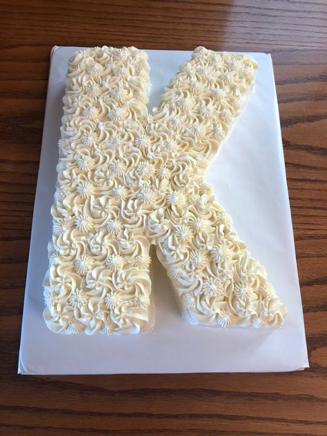 K Initial cake K Cake Letter, Initial Cake, J Shaped Cake, Letter Cakes Ideas Initials, Z Cake Letter, N Birthday Cake Letter, K Birthday Cake Letter, Wedding Cake With Initials, Alphabet Cake